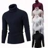 Suéter dos homens Homens de inverno de malha de alto rolo de alta tartaruga pescoço pulôver camisola jumper tops sólidos kitwear