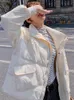 여성용 파카 파카 겨울 느슨한 두꺼운 흰 오리 재킷 파카 2022 단색 지퍼 암컷 겉옷 탑 guin22