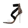 Sandalias de tacón fino, zapatos de mujer a la moda, piel de serpiente, puntiagudos, sexis, sólido alto, calidad, exteriores, zapatos de tacón alto sencillos