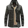 Erkek sıradan gömlekler moda açık vintage sherpa astarlı uzun kollu düğme aşağı pazen ekose gömlek ceketleri erkek için ceketler