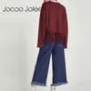 Jocoo Jolee Nappa Felpa Donna Manica lunga Casual Felpe Felpa Pullover Top Donna Moda Solid Global Shopping 210619