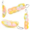 2pcs Pea Shape Finger Exercise Board Toy Novelty Fun Anti Stress Push Bubble Sensory Toys Soft Keychain Pendant