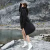 [EAM] noir irrégulier long coton-rembourré manteau manches coupe ample femmes Parkas mode automne hiver YA77101 210923
