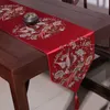 Klasyczny chiński styl ptaki i kwiaty stołowy biegacz czerwony haft flaga dekoracji na wesele z frędzlami 210708