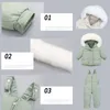 2021 Winter Down Set Barnkläder Real Fur Collar Parkas Girl Ski Suit 2PCS Set Baby Overaller Pojke Snowsuit Spädbarn Kläder H0909