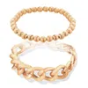 Braccialetto geometrico a doppio braccialetto geometrico punk di moda per le donne esagerati perline rotonde a catena con fasi di gioielli G7169242