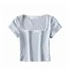 Yaz mahsul üst kadınlar vintage grafik tişörtler Kore moda mor üstler kısa kollu sevimli üst zarif siyah gömlek beyaz 220207