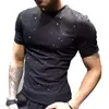 Camisetas masculinas 2022 Summer New Diamond Applique Round Black Black Slova curta Luxa luxuosa e luxuosos Conector de Hip Hop Clother Top M-5xl