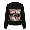 White Jumper Womens Casual Leopard Sudadera Otoño Manga larga Nueva Mujer Reinstone Carta Impreso Sudadera con capucha Jerseys LJ201103