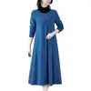 Robes décontractées élégant laine bleu automne hiver à manches longues mince robe pull tricoté vêtements pour femmes