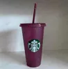 Starbucks Mermaid Goddess 24 oz/710 ml zmiana koloru kubki plastikowe kubki do picia soku z wargą i słomką magiczne kubki do kawy