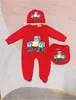 NYHET TODDLER SPANDA ROMPER Babykläder sätter pojkar flickor full ärm mjuk gitter jumpsuits rompers hatt haklapp 3pcsset kostym 318 MO1892309