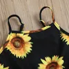 Vestito da ragazza Bambino Neonate Abiti Modello di girasole Stampa Fionda Cuciture Tuta veste principessa enfant fille Abito estivo Q0716