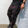 Мужские штаны 2021 Мужская клетчатая кармана низкая промежность гаренов брюки свободные Fit Hiphop уличная одежда