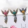 Pins, Brooches Color Full Rhinestone Hummingbird Brooch High-end Cartoon Animal Bird Coat Pin Accessories