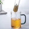 Passoire à thé en verre universelle infuseur tuyau créatif outils de verres filtre réutilisable pour tasse fantaisie thés en vrac feuilles brassage herbe