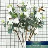 62cm artificial folha verde eucalipto flores de flores secas de algodão flores decoração para casamento mesa de casa em vaso decoração de flor