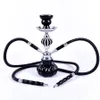 Mangueiras duplas Lokah Travel Shisha Pipe Conjunto Nargile Chicha Narguile Completo com tungs de carvão de metal de metal fumando tubo C03124038937