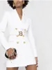 Kvinnors kostymer Blazers 2021fw Lyxig Höstkvinnor Dubbelbröst Blazer med bälten Kvinnlig Fashion Coat Jacket 2 Color GDNZ 7.12
