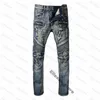 Heren Designer Jeans Distressed gescheurde Biker Slim Fit Motorcycle Bikers Denim voor Men S Fashion Mans Black Pants Pour Hommes