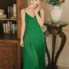 Damen Party Club Kleid ärmellos rückenfrei V-Ausschnitt Sexy grün schlank knöchellang Maxi Frauen Sommer 210603