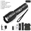 Shustar Powerful LED flashlight XML-T6/L2 8000 Lumens torch 5 lighting modes zoom flashlight Camping light with 18650 battery