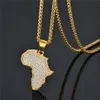 Africa Map Pendant Necklace for Women Men Gold Color Stainless Steel Ethiopian Jewelry Wholesale African Maps Hiphop Item N1279 210929