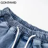 Gonthwid Denim Shorts Bandana Paisley Pattern Patchwork Korta Jeans Streetwear Summer Mens harajuku Hip Hop Fashion Shorts Pants C0325