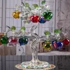 Party Decoration Crystal Apple Tree Glass Craft Good Luck Decorative Artificial Colorful Figurines For Bedroom Gifts Birthday Festival Bar