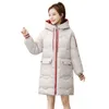 Ner parka kvinnor vinter hooded varm kappa plus storlek långa kläder lösa jacka färg quilted bröd 2008 211216