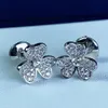 S925 SILVER STUD EARRING FIRD FLOWER AND DAIMOND IN 18K ROSE GOLD MIPATEDとPLATINUM for Women Wedding Jewelry Gift 313f