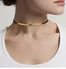 Platt orm benkedja halsband rostfritt stål guld krage kort clavicle blad halsband män och kvinnor för fest gåvor