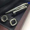 Manchet metal beroemde manchetknop zilver geruited Ball Pen Writing Leverancier Business Office en School Fashion Pens Cufflinks no BO3062670