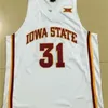 Chen37 Rare Men #31 Georges Niang Iowa state College Jersey 0 Men White Yellow Jersey or custom any name or number jersey