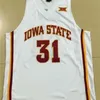 Chen37 Rare Herren #31 Georges Niang Iowa State College Trikot 0 Herren Weiß Gelb Trikot oder individuelles Trikot mit beliebigem Namen oder Nummer