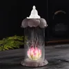 Queimador de incenso de cerâmica LED backflow decoração criativa para casa caveira abóbora cascata cones de incenso com capa à prova de vento293q
