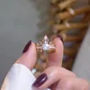 Clusterringen Luxe Shine Zirconia Crown Ring for Women 14k Real Gold Charm Exquisite Diamond Bague Anillos sieraden hanger verjaardagscadeau
