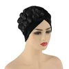 Ed Turban Caps for Women Rose Flower Headscarf Bonnet Muslim Under Hijab Cap Indian African Hat Turbante Mujer1697264