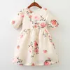 Bear Leader Girls Dress Summer European and American Style ShortSleeve Children Flower Pattern Princess Dress Girls Dresses 3-8Y 210708