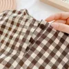 Milancel Bahar Yeni Çocuk Giysileri Uzun Kollu O-Boyun Ekose Gömlek 210306