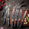 Conjunto de facas de cozinha 1-9 peças Padrão Damasco Afiado Faca Chef Santoku Japonesa Cutelo Fatiar Cortar com Cabo de Resina