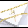 Bijoux Haute Qualité Or Jaune Plaqué En Acier Inoxydable Cz Cubique A-Z Lettre Bracelets De Cheville Chaînes Filles Femmes Pour La Fête De Mariage Beau Cadeau Drop Deli