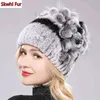 Fur Winter Hat For Women 100% Real Rex Rabbit Caps Lady Warm Headwear Women's s 211119