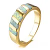 Wedding Rings Boho White Fire Opal Engagement Ring Female Cute Square Stone Luxury Yellow Gold For Women Men Couple Jewelry7366777