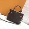 Designer Vaidade Maquiagem Bolsa de lavagem de lavagem cosmética Bola de luxo Bolsa de couro genuíno Caixa de couro ombro Mulheres Meninas Crossbody 4101634