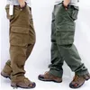 Mens Cargo Calças Casuais Multi Bolsos Militares Calças Táticas Masculinas Outwear Solto Reto Slacks Calças Longas Plus Size 29-44