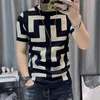 3 Color Short Sleeve Knitting T-Shirt Men Slim Streetwear Contrast T Tee Homme Social Club Outfits Tshirt 220304
