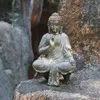 Polyresin Buddha Garden Statuary Outdoor Friendly Buddhism Figurine Fairy Ornaments Heminredning Tre händer Distressed 211108