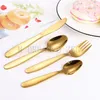 Kids Flatware Sets 7 Colors 304 Stainless Steel Cutlery Set Western Style 4 Piece Tableware Set Color Plating