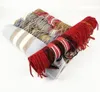 Зимние теплые дизайнерские шарфы оптом, 100% кашемир, джентльмен, полосатый шерстяной мужской шарф, модные женские шарфы с бахромой, в наличии в подарочной коробке, размер 30 см * 180 см